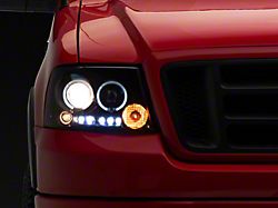 Dual Halo Projector Headlights; Gloss Black Housing; Smoked Lens (04-08 F-150)