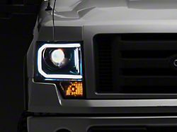 LED C-Bar Projector Headlights; Gloss Black Housing; Smoked Lens (09-14 F-150 w/ Factory Halogen Headlights)