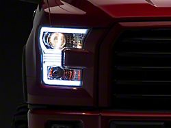 LED Bar Projector Headlights with Switchback Sequential Turn Signals; Chrome Housing; Clear Lens (15-17 F-150 w/ Factory Halogen Headlights)