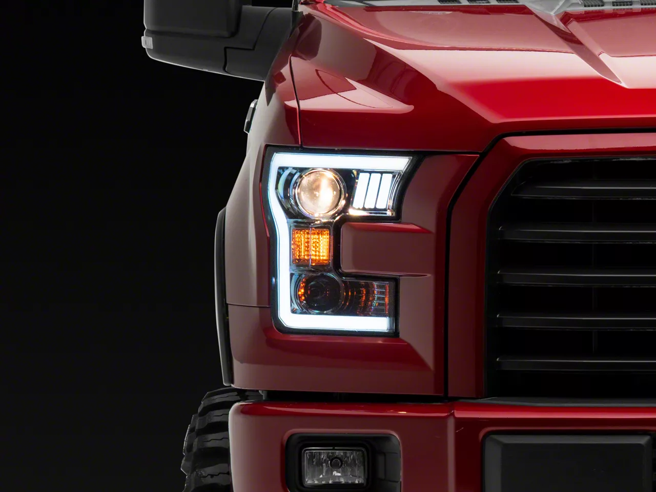 F 150 Led Bar Projector Headlights Chrome Housing Smoked Lens 15 17 F 150 W Factory Halogen 4056