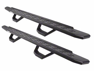 Go Rhino RB30 Running Boards with Drop Steps; Textured Black (15-24 F-150 Super Duty SuperCab)