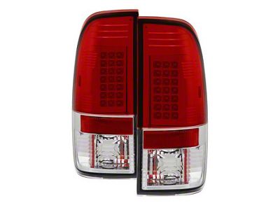 LED Tail Lights; Chrome Housing; Red/Clear Lens (97-03 F-150 Styleside Regular Cab, SuperCab)