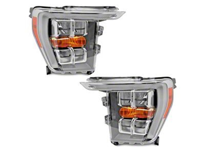 Replacement Headlights; Chrome Housing; Clear Lens (21-23 F-150 w/ Factory LED Reflector Headlights)