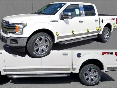 Rocker Panel Trim; Stainless Steel (15-20 F-150 SuperCrew w/ 6-1/2-Foot Bed)