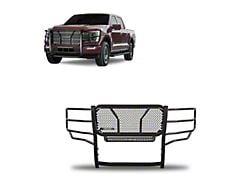 Rugged Heavy Duty Grille Guard with 20-Inch Single Row LED Light Bar; Black (21-23 F-150, Excluding PowerStroke & Raptor)