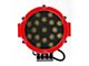 Rugged Heavy Duty Grille Guard with 7-Inch Red Round Flood LED Lights; Black (21-23 F-150, Excluding Powerstroke & Raptor)