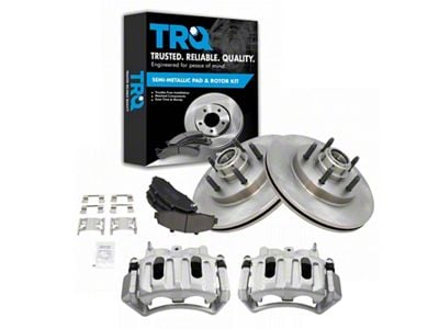 Semi-Metallic 5-Lug Brake Rotor, Pad and Caliper Kit; Front (Late 00-03 2WD F-150 w/ Rear Disc Brakes, Excluding Lightning)