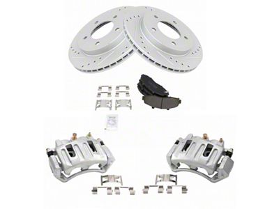 Semi-Metallic Performance 5-Lug Brake Rotor, Pad and Caliper Kit; Front (97-01 4WD F-150 w/ Rear Drum Brakes)