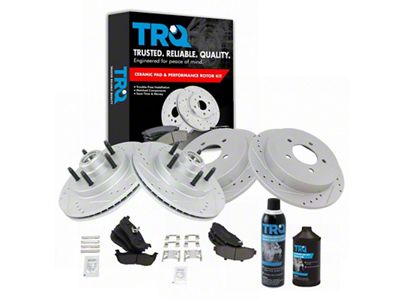 Semi-Metallic Performance 5-Lug Brake Rotor, Pad, Brake Fluid and Cleaner Kit; Front and Rear (Late 00-03 2WD F-150, Excluding Lightning)