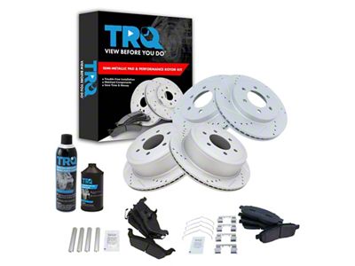 Semi-Metallic Performance 6-Lug Brake Rotor, Pad, Brake Fluid and Cleaner Kit; Front and Rear (04-08 4WD F-150)