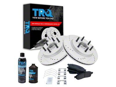 Semi-Metallic Performance 6-Lug Brake Rotor, Pad, Brake Fluid and Cleaner Kit; Front (04-08 2WD F-150)