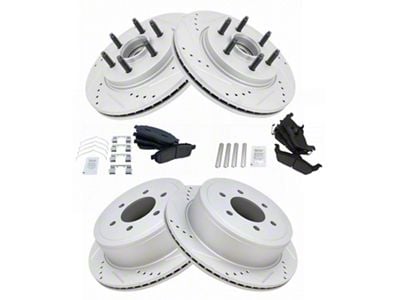 Semi-Metallic Performance 6-Lug Brake Rotor and Pad Kit; Front and Rear (04-08 F-150)