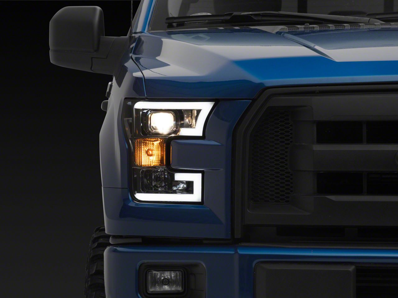 F 150 Light Bar Drl Projector Headlights Chrome Housing Smoked Lens 15 17 F 150 W Factory 0472