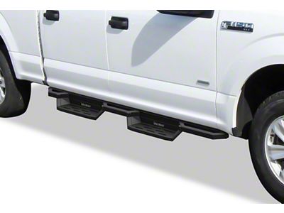 Square Tube Drop Style Nerf Side Step Bars; Matte Black (15-24 F-150 SuperCrew)