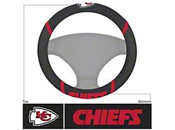 Steering Wheel Cover with Kansas City Chiefs Logo; Black (Universal; Some Adaptation May Be Required)