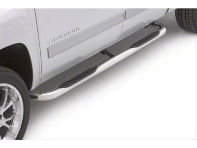 3-Inch Round Bent Nerf Side Step Bars; Polished Stainless (04-08 F-150 SuperCrew)