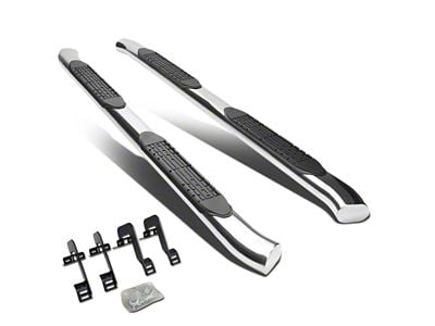 4-Inch Oval Side Step Bars; Stainless Steel (04-14 F-150 SuperCab)