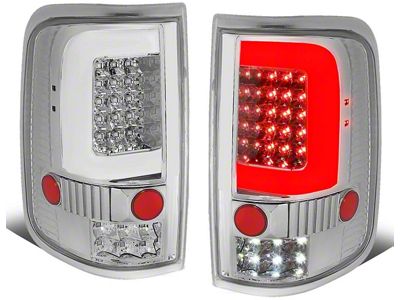 Lobo C-Bar LED Tail Lights; Chrome Housing; Clear Lens (04-08 F-150 Styleside)