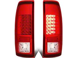 LED Tail Lights; Chrome Housing; Red Lens (97-03 F-150 Styleside Regular Cab, SuperCab)