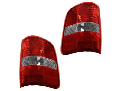 Tail Lights; Chrome Housing; Red/Clear Lens (06-08 F-150 Styleside)