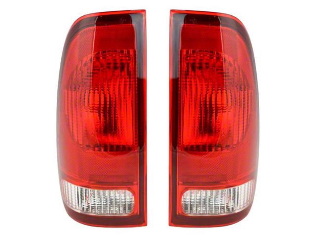 Tail Lights; Chrome Housing; Red Lens (97-03 F-150 Styleside Regular Cab, SuperCab)