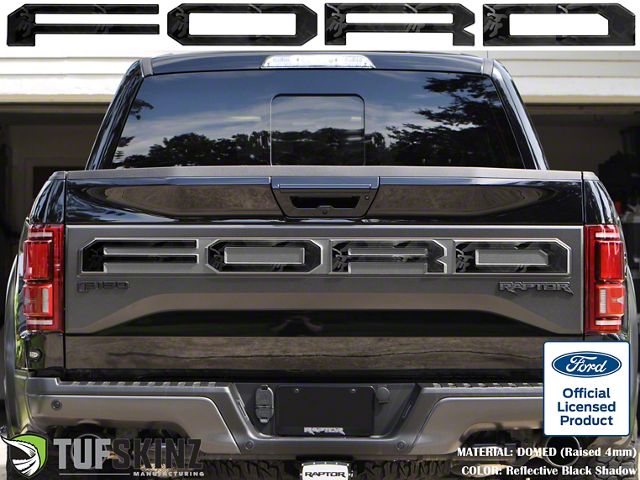 Tailgate Letter Overlays; Reflective Black Shadow (17-18 F-150 Raptor w/ Tailgate Applique)