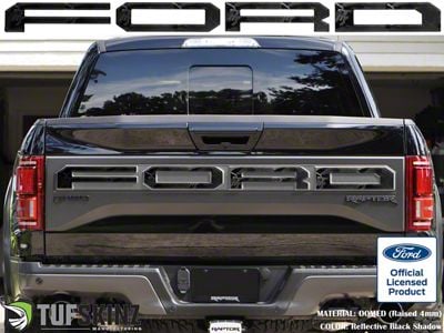 Tailgate Letter Overlays; Reflective Black Shadow (19-20 F-150 Raptor w/ Tailgate Applique)