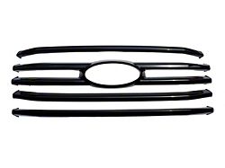 Chrome Delete Upper Grille Overlay; Gloss Black (15-17 F-150 XLT)