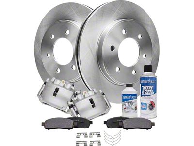 Vented 6-Lug Brake Rotor, Pad, Brake Fluid and Cleaner Kit; Front (05-08 4WD F-150)