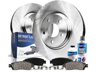 Vented 5-Lug Brake Rotor, Pad, Brake Fluid and Cleaner Kit; Front (97-03 4WD F-150)