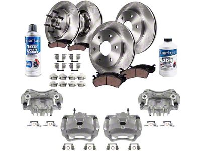 Vented 6-Lug Brake Rotor, Pad, Caliper, Brake Fluid and Cleaner Kit; Front and Rear (04-08 2WD F-150)