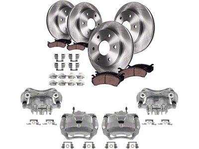Vented 6-Lug Brake Rotor, Pad and Caliper Kit; Front and Rear (04-08 4WD F-150)