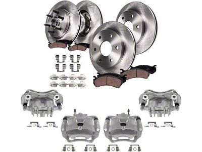 Vented 6-Lug Brake Rotor, Pad and Caliper Kit; Front and Rear (04-08 2WD F-150)