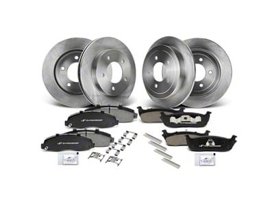 Vented and Solid 5-Lug Brake Rotor and Pad Kit; Front and Rear (00-03 4WD F-150)