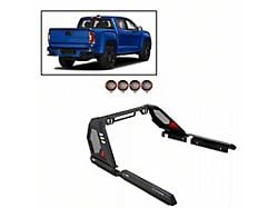 Vigor Roll Bar with 5.30-Inch Red Round Flood LED Lights; Black (09-25 F-150 Styleside)