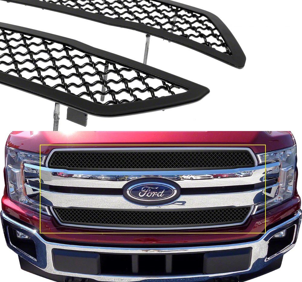 F-150 Wire Mesh Upper Overlay Grilles; Black (18-20 F-150 Lariat, XL ...