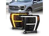 Z-Series Full LED Plank Projector Headlights with Initiation Feature; Black Housing; Clear Lens (21-23 F-150 w/ Factory Halogen Headlights)