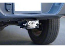 2-Inch Aluminum Trailer Hitch Cover with U.S. Flag; Black (Universal; Some Adaptation May Be Required)