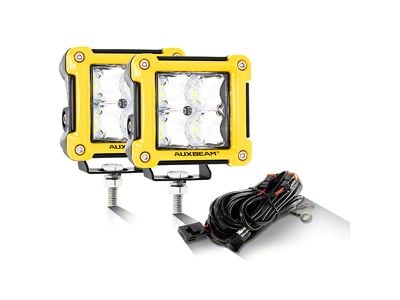 3-Inch LED Pod Lights with Yellow Frame; Spot Beam (Universal; Some Adaptation May Be Required)