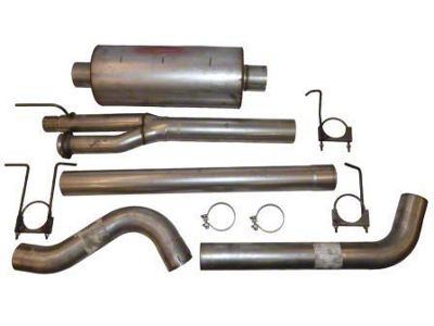 4-Inch Aluminized Single Exhaust System with HVS Welded Muffler; Side Exit (17-22 6.2L, 7.3L F-250 Super Duty)