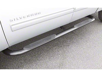 4-Inch Oval Bent Nerf Side Step Bars; Polished Stainless (17-25 F-250 Super Duty SuperCrew)