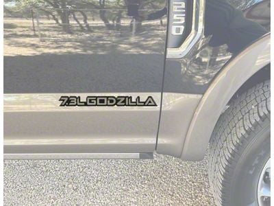 7.3L Godzilla Badge; Forged Carbon Fiber with Red Outline (20-24 7.3L F-250 Super Duty)