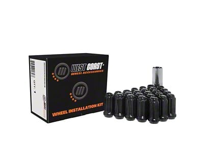 Black Acorn Lug Nuts; M14x2.0; Set of 32 (99-02 F-250 Super Duty)