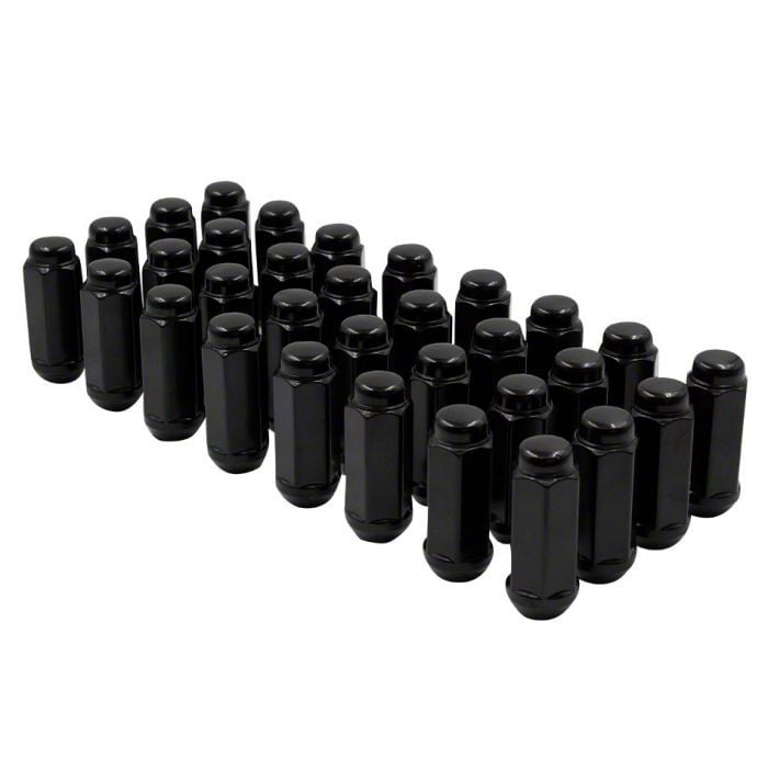 F-250 Super Duty Black Bulge Acorn Lug Nut Kit; 14mm x 1.5; Set of 32 ...