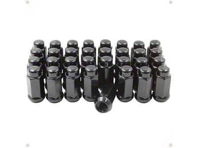 Black Bulge Acorn Lug Nut Kit; 14mm x 1.5; Set of 32 (04-25 F-250 Super Duty)