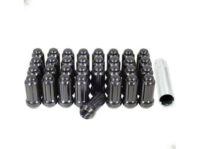 Black Chrome 6-Spline Lug Nut Kit; 14mm x 1.5; Set of 32 (04-25 F-250 Super Duty)