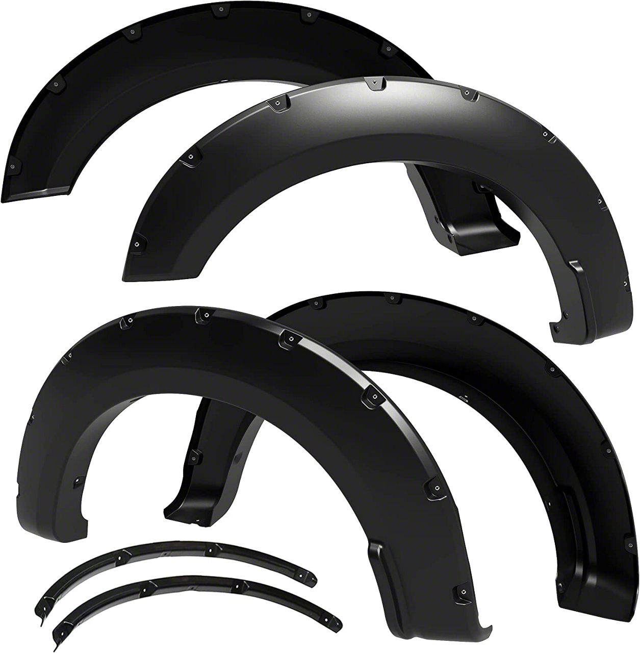 F-250 Super Duty Bolt-Riveted Style Fender Flares; Smooth Matte Black ...