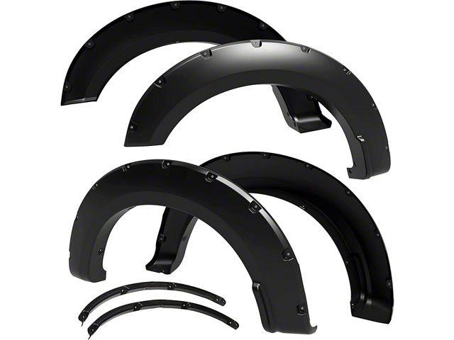 Bolt-Riveted Style Fender Flares; Smooth Matte Black (17-22 F-250 Super Duty)