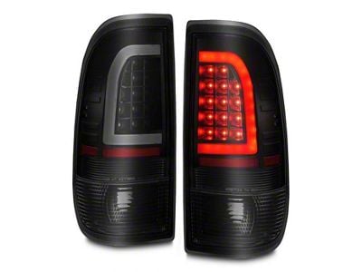 C-Light Bar Style LED Tail Lights; Black Housing; Smoked Lens (99-07 F-250 Super Duty)