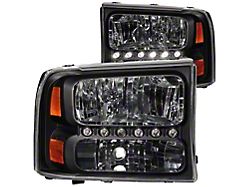 Crystal Headlights; Black Housing; Clear Lens (99-04 F-250 Super Duty w/o Factory Sealed Beam Headlights)